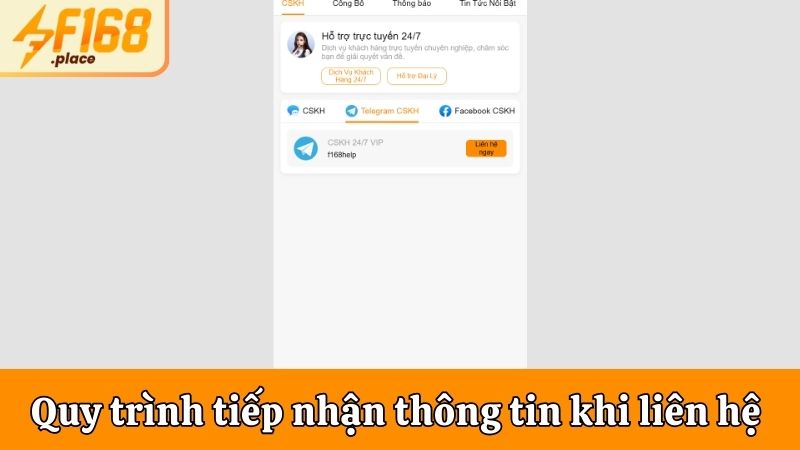 Quy trình tiếp nhận thông tin khi có người liên hệ